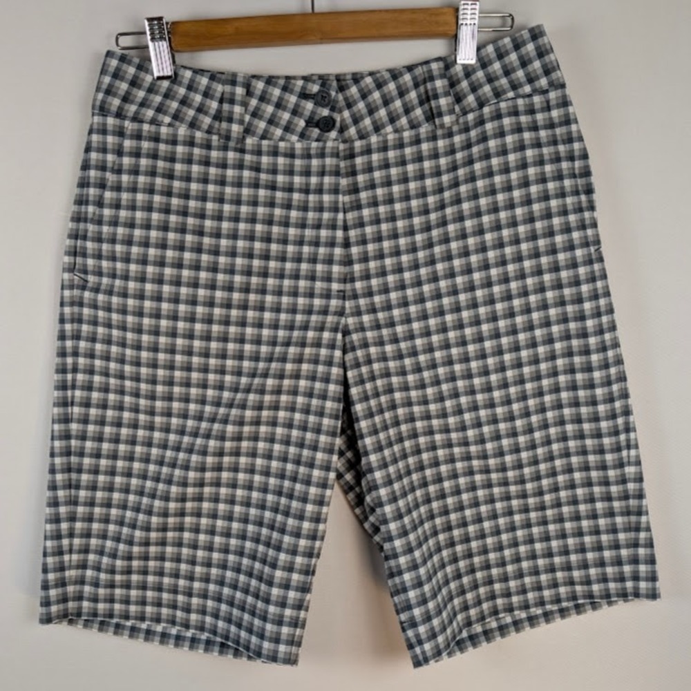 NIKE GOLF Shorts Women's‎ 8/M Gray Plaid Dri-Fit Athleisure Wear 32W 10L